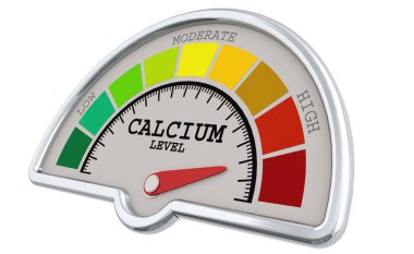 Calcium level measuring scale with color indicator, 3d rendering clipart