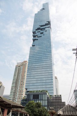 Bangkok, Thailand- 17 Feb, 2023: Beautiful view of King Power MahaNakhon in Bangkok. It is a 314 m high mixed-used skyscraper.