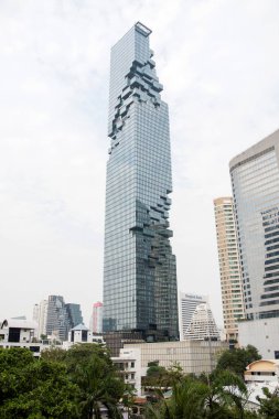 Bangkok, Thailand- 17 Feb, 2023: Beautiful view of King Power MahaNakhon in Bangkok. It is a 314 m high mixed-used skyscraper.