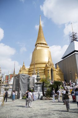 Bangkok, Thailand- 13 Feb, 2023: Phra Siratana Chedi in the Grand Palace in Bangkok. The palace has been the official residence of the Kings of Siam since 1782