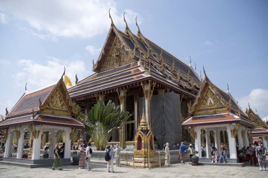 Bangkok, Thailand- 14 Feb, 2023: Wat Phra Kaew or the Temple of the Emerald Buddha inside Grand Palace, Bangkok. It is the most important Buddhist temple in Thailand