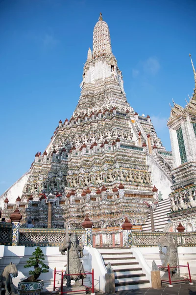 Indrukwekkende Architectonische Details Van Wat Arun Tempel Van Dageraad Bangkok — Stockfoto