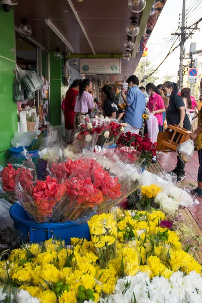 Μπανγκόκ Ταϊλάνδη Και Φεβ 2023 Λουλούδια Που Πωλούνται Στην Αγορά — Φωτογραφία Αρχείου