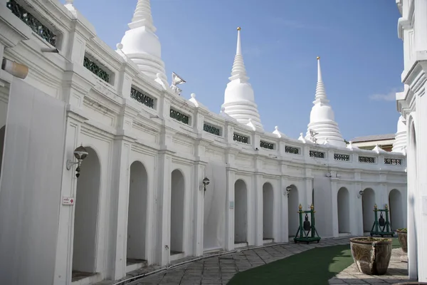 Bangkok Thailand Feb 2023 View Grand Whitewashed Stupa Wat Prayoon — Fotografia de Stock