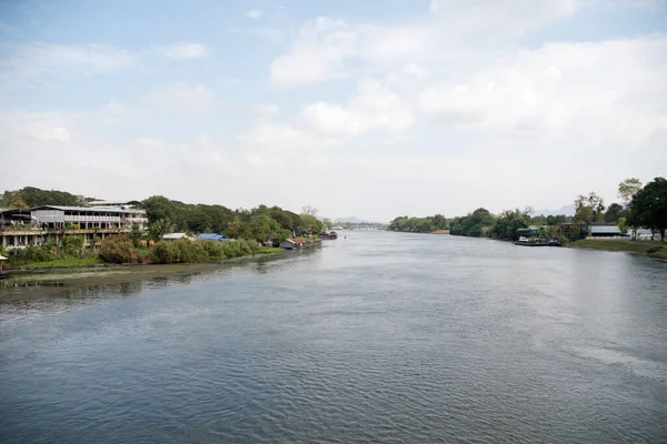 Panoramic View Khwae Yai Kwai River Kanchanaburi Thailand Has Its — Stock Photo, Image