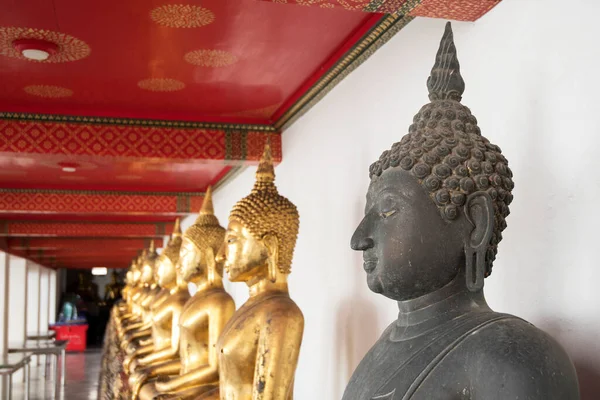 Złote Posągi Buddy Wat Pho Bangkoku Wat Pho Jest Jedną — Zdjęcie stockowe