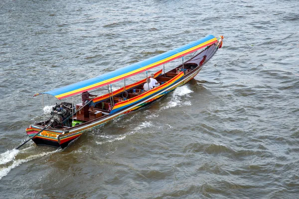 Bangkok Thailand Feb 2023 Long Tail Boats Chao Phraya River - Stock-foto