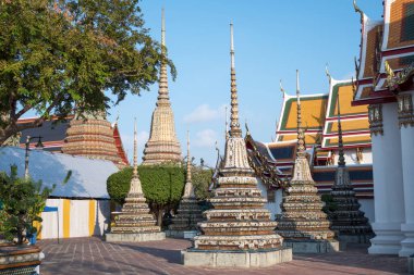 Beautiful chedi in the Wat Pho, Bangkok. It is one of the oldest and largest temples in Bangkok features the famous Reclining Buddha
