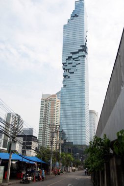 Bangkok, Thailand- 17 Feb, 2023: Beautiful view of King Power MahaNakhon in Bangkok. It is a 314 m high mixed-used skyscraper.