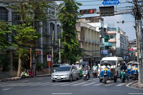 Bangkok Thailandia Febbraio 2023 Traffico Intenso Sul Chinatwon Bangkok Yaowarat — Foto Stock