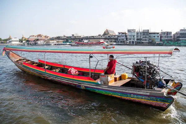 Bangkok Tailandia Feb 2023 Barcos Servicio Pasajeros Río Chao Phraya — Foto de Stock