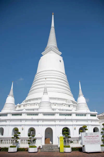 Bangkok Thailand Feb 2023 Uitzicht Grand Witgekalkte Stupa Wat Prayoon — Stockfoto