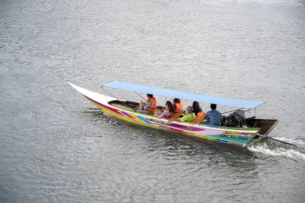 Kanchanaburi Tailandia Feb 2023 Barco Cola Larga Barco Tradicional Madera — Foto de Stock