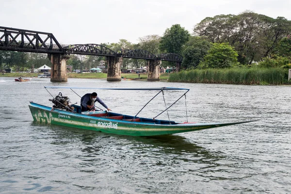 Kanchanaburi Thailand Feb 2023 Longtail Boat Traditional Wooden Boat Travels — Foto de Stock