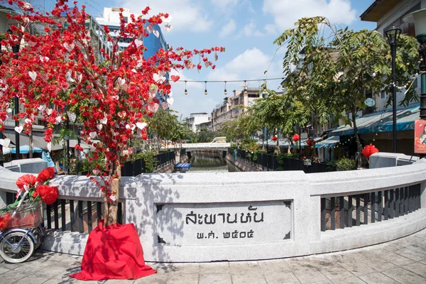 Bangkok Tayland Şubat 2023 Bangkok Çin Mahallesi Saphan Han Köprüsü — Stok fotoğraf