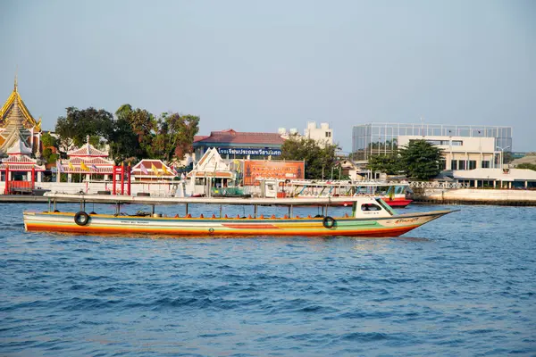 2023年2月14日 曼谷Chao Phraya河客船 Chao Phraya流经曼谷 然后流入泰国湾 — 图库照片