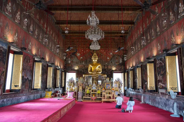 Bangkok Thajsko Února 2023 Socha Zlatého Buddhy Phra Ubosot Wat — Stock fotografie