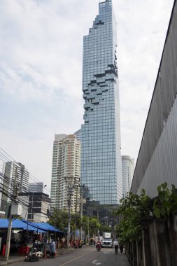 Bangkok, Thailand- 17 Feb, 2023: Beautiful view of King Power MahaNakhon in Bangkok. It is a 314 m high mixed-used skyscraper.