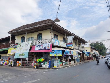 Kanchanaburi, Thailand- 16 Feb, 2023: Historical building along Pakprak Heritage Street in Kanchanaburi, Thailand. More than 20 heritage buildings feature along the road