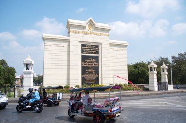 Bangkok, Tayland - 13 Şubat 2023: Kral Phutthayotfa Chulalok Anıtı veya I. Rama Chakri hanedanının ilk kralı Rama I.