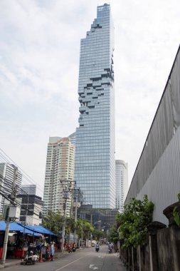 Bangkok, Thailand- 17 Feb, 2023: Beautiful view of King Power MahaNakhon in Bangkok. It is a 314 m high mixed-used skyscraper.
