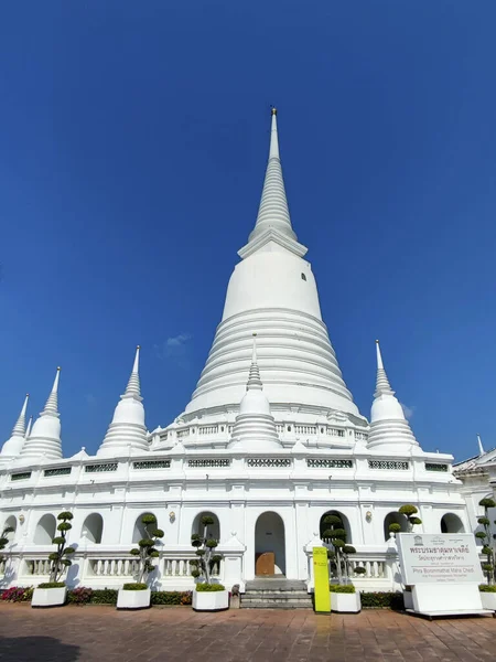 Bangkok Thailand Feb 2023 View Grand Whitewashed Stupa Wat Prayoon —  Fotos de Stock