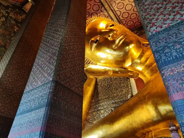 Estátua Buda Reclinando Gigantesca Wat Pho Bangkok Wat Pho Maior — Fotografia de Stock