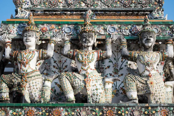 Декоративные Элементы Фасаде Ват Аруна Храм Рассвета Бангкоке Таиланд — стоковое фото