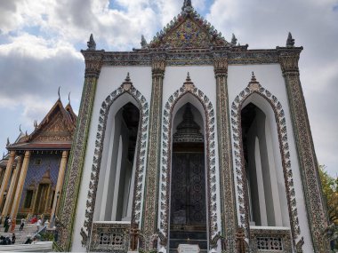 Bangkok, Thailand- 13 Feb, 2023: Phra Viharn Yod temple at Grand Palace complex in Bangkok. The building is used as a chapel for Buddhist monks.