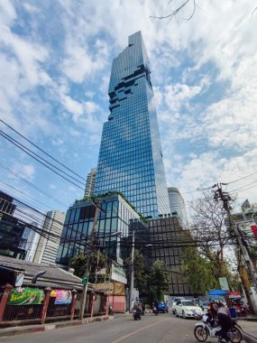 Bangkok, Thailand- 17 Feb, 2023: Beautiful view of King Power MahaNakhon in Bangkok. It is a 314 m high mixed-used skyscraper.