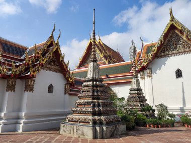 Beautiful chedi in the Wat Pho, Bangkok. It is one of the oldest and largest temples in Bangkok features the famous Reclining Buddha