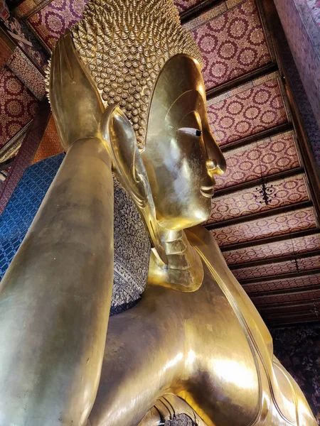 Gigantyczny Leżący Posąg Buddy Wat Pho Bangkoku Wat Pho Jest — Zdjęcie stockowe