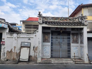 Kanchanaburi, Thailand- 16 Feb, 2023: Historical building along Pakprak Heritage Street in Kanchanaburi, Thailand. More than 20 heritage buildings feature along the road