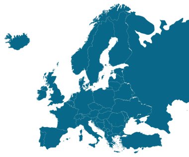 Map of Europe countries with highly detail. 3d rendering