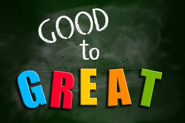 Tahtada güzel kavramsal kelimeler, üç boyutlu yorumlama.