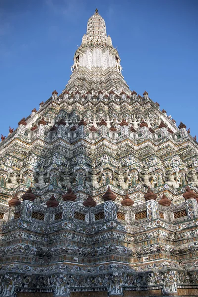 Impressive Architectural Details Wat Arun Temple Dawn Bangkok Landmark Wat — Foto Stock