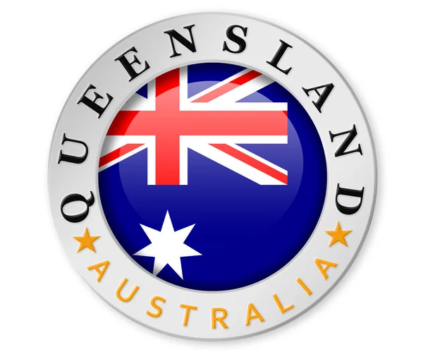 Silver Badge Queensland Australia Flag Rendering — Stock Photo, Image