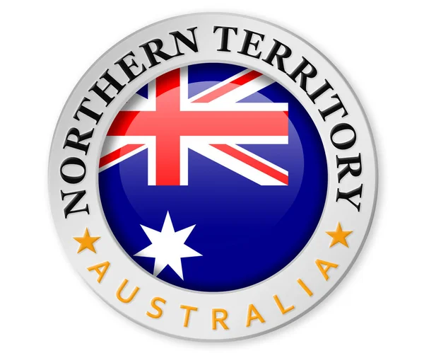 银质徽章 北领地及澳洲国旗 3D渲染 — 图库照片