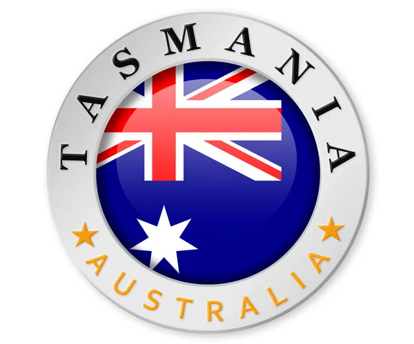 塔斯马尼亚和澳大利亚国旗银质徽章 3D渲染 — 图库照片