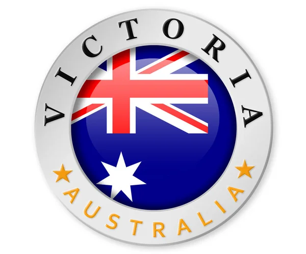维多利亚和澳大利亚国旗银质徽章 3D渲染 — 图库照片