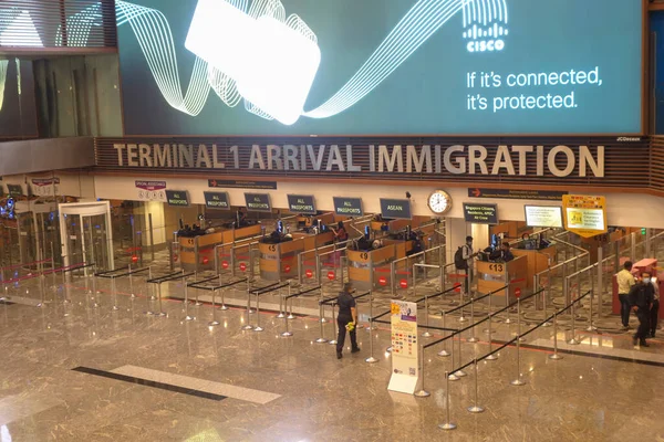 Singapur Feb 2023 Vista Del Control Inmigración Aeropuerto Internacional Changi — Foto de Stock