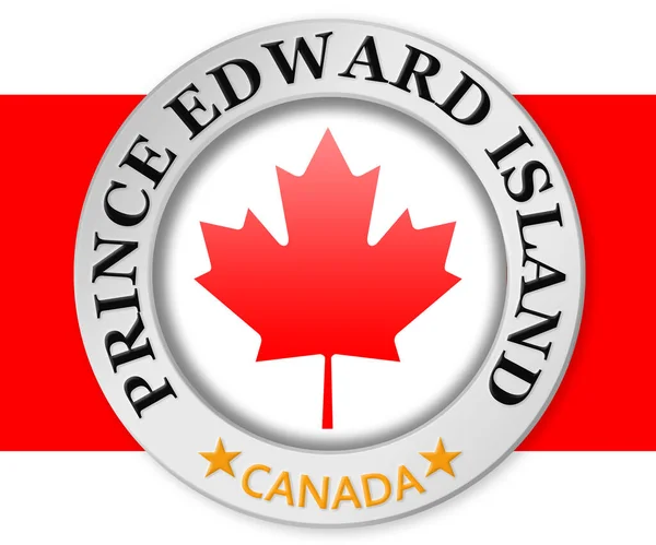 Emblema Prata Com Prince Edward Island Bandeira Canadá Renderização — Fotografia de Stock