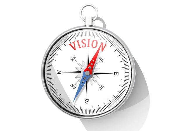 Vision Word Printed Compass Isolated Rendering — Stock Photo, Image