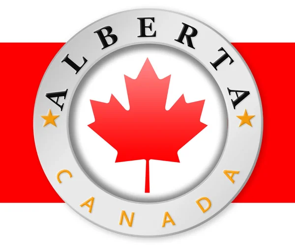 Серебряный Значок Флагом Альберты Канады Рендеринг — стоковое фото