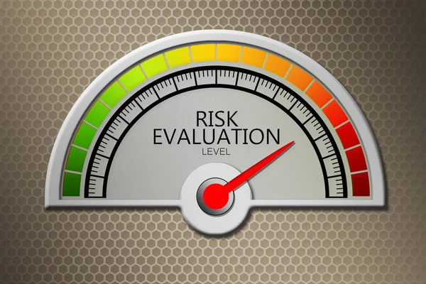 Risk evaluation level with arrow in measuring scale , 3d rendering