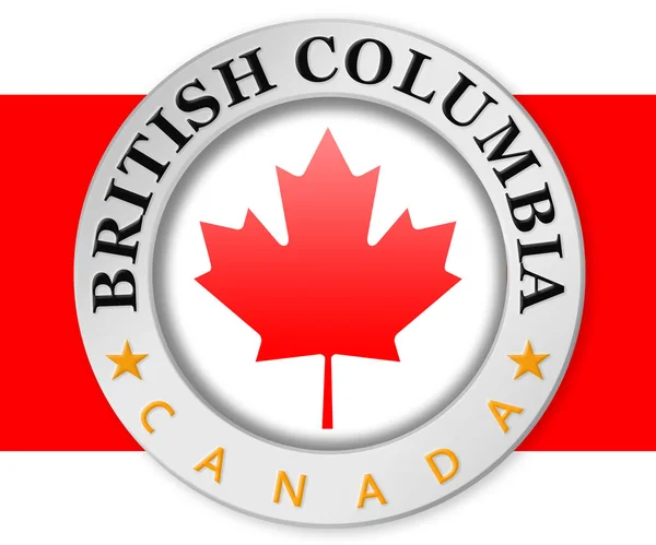 Emblema Prata Com Bandeira Colúmbia Britânica Canadá Renderização — Fotografia de Stock