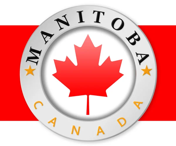 マニトバ州とカナダの旗 3Dレンダリング付きシルバーバッジ — ストック写真