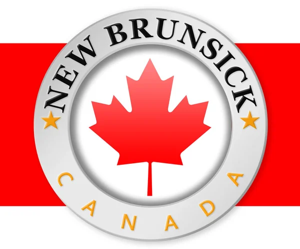 Ασημένιο Σήμα New Brunswick Και Σημαία Καναδά Απόδοση — Φωτογραφία Αρχείου