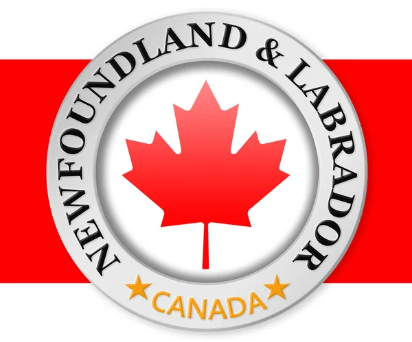 Emblema Prata Com Terra Nova Labrador Bandeira Canadá Renderização — Fotografia de Stock