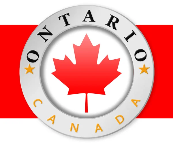 Srebrna Odznaka Flagą Ontario Kanady Renderowanie — Zdjęcie stockowe
